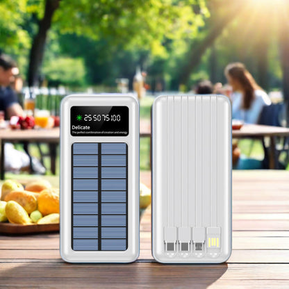 Batterie solaire avec affichage LED - Power Bank avec 4 câbles intégrés