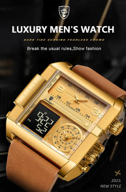 Montre suisse à quartz de luxe pour homme Brown
