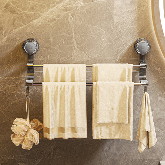 Porte‑serviettes à double tringle avec ventouses ultra‑puissantes