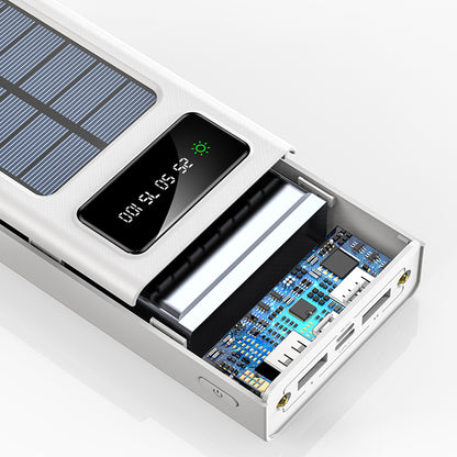 Batterie solaire avec affichage LED - Power Bank avec 4 câbles intégrés