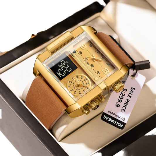 Montre suisse à quartz de luxe pour homme Brown