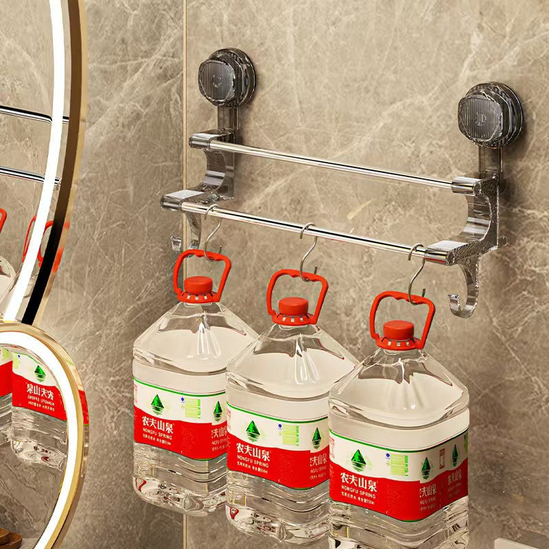 Porte‑serviettes à double tringle avec ventouses ultra‑puissantes