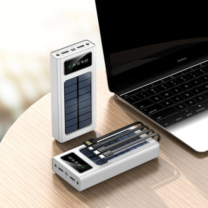 Batterie solaire avec affichage LED - Power Bank avec 4 câbles intégrés
